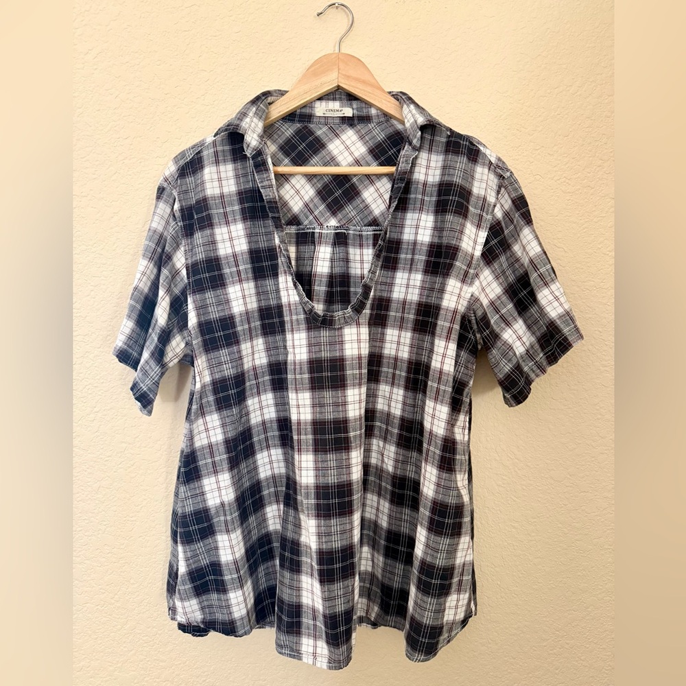 Plaid Black and White Women's Top